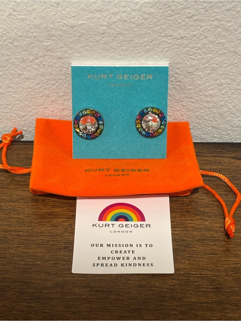 Kurt Geiger Rainbow Halo Crystal Stud Earrings